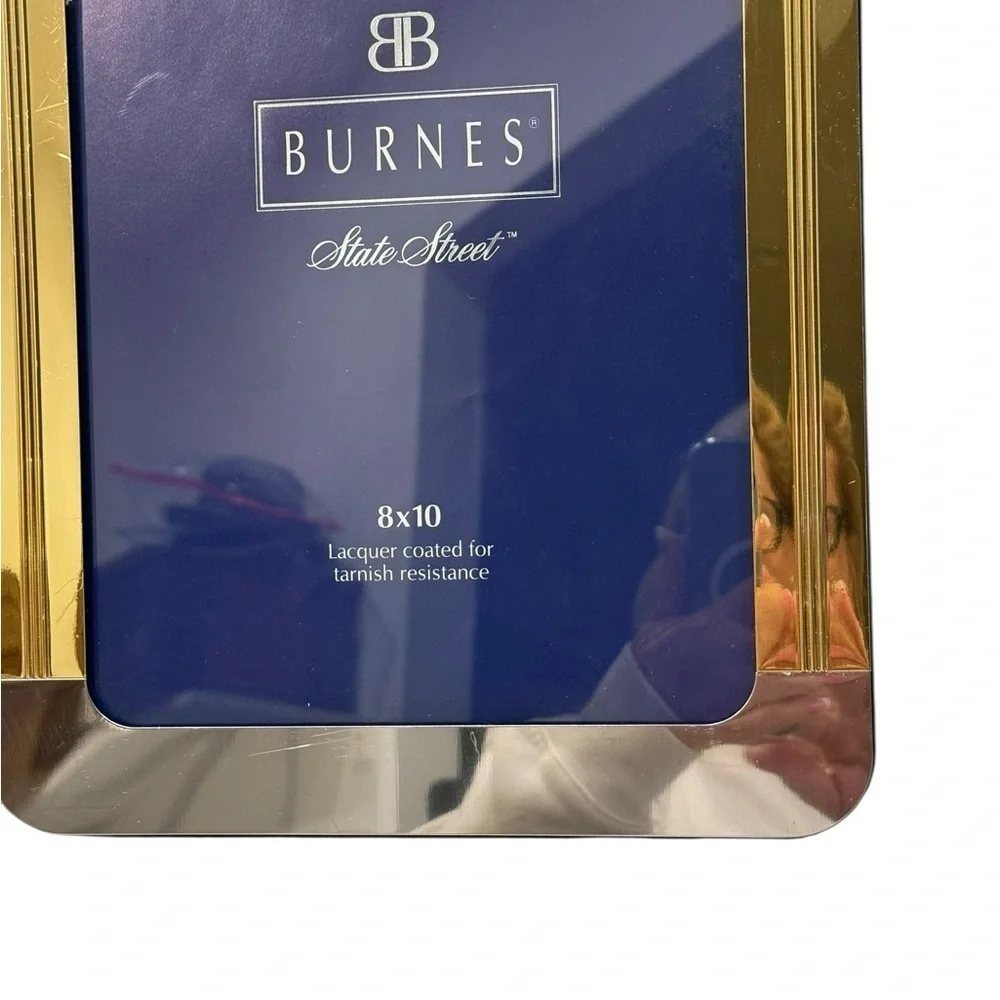 Burnes 8X10 Lacquer Coated Gold Silver Velvet Backed Picture Frame
